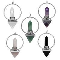 Brass Pendant with Gemstone silver color plated Approx 5mm Sold By PC