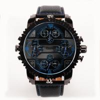 Reloj de Pulsera para Hombre, Cuero de PU, con dial de aleación de cinc & Vidrio, chapado, más colores para la opción, 58x14mm, longitud:aproximado 11 Inch, Vendido por UD