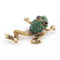 Zinc Alloy Brooches Frog plated Unisex & with rhinestone Sold By PC