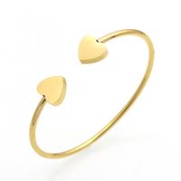 Stainless Steel Bangle, Heart, gold color plated, for woman, 11mm, Inner Diameter:Approx 57mm, Sold By PC