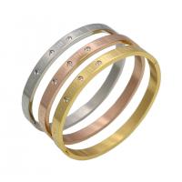 Bracelet en acier inoxydable, Placage, pour femme & avec strass, plus de couleurs à choisir, 6mm, Diamètre intérieur:Environ 58mm, Vendu par PC