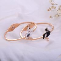 Stainless Steel Bangle, rose gold color plated, for woman & with rhinestone, more colors for choice, Inner Diameter:Approx 57mm, Sold By PC