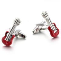 Brass Cufflinks, Violin, silver color plated, stoving varnish & Unisex, 28x11mm, Sold By Pair