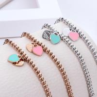 Stainless Steel Jewelry Bracelet, with 2inch extender chain, plated, ball chain & for woman & enamel, more colors for choice, Sold Per Approx 5.9 Inch Strand