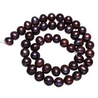 Perlas Patata Freshwater, Perlas cultivadas de agua dulce, color café, 9-10mm, agujero:aproximado 0.8mm, Vendido para 15.7 Inch Sarta
