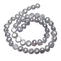 Perles nacres baroques de culture d'eau douce , perle d'eau douce cultivée, pepite, gris, 8-9mm, Trou:Environ 0.8mm, Vendu par 14.5 pouce brin