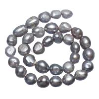 Barocco coltivate in acqua dolce Perla, perla d'acquadolce coltivata naturalmente, Pepite, grigio, 10-11mm, Foro:Appross. 0.8mm, Venduto per 14.5 pollice filo