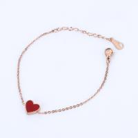 Stainless Steel Anklet, with 2inch extender chain, Heart, rose gold color plated, two-colored double side & oval chain & for woman & enamel, more colors for choice, Sold Per Approx 5.9 Inch Strand