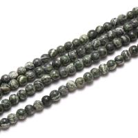Grüner Zebra-Jaspis Perle, rund, verschiedene Größen vorhanden, Bohrung:ca. 1mm, verkauft von Strang