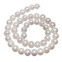 Perlas Patata Freshwater, Perlas cultivadas de agua dulce, con rosca, Blanco, 8-9mm, agujero:aproximado 0.8mm, Vendido para 15.3 Inch Sarta