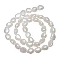 Barock kultivierten Süßwassersee Perlen, Natürliche kultivierte Süßwasserperlen, Klumpen, natürlich, weiß, 8-9mm, Bohrung:ca. 0.8mm, verkauft per 15.5 ZollInch Strang