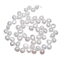 Barocco coltivate in acqua dolce Perla, perla d'acquadolce coltivata naturalmente, Pepite, naturale, bianco, 8-9mm, Foro:Appross. 0.8mm, Venduto per 15.3 pollice filo