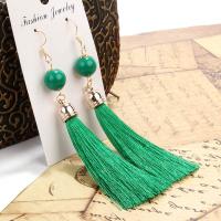 Zinc Alloy Tassel Earring with Nylon & Plastic Pearl gold color plated for woman Sold By Pair