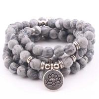 Map Stone Wrap Bracelet, with Tibetan Style, antique silver color plated, Unisex & frosted, Sold Per Approx 21 Inch Strand