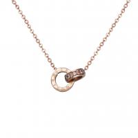 Collier de bijoux en acier inoxydable, avec 2inch chaînes de rallonge, Plaqué de couleur d'or rose, chaîne ovale & pour femme & avec strass, Vendu par Environ 15.7 pouce brin