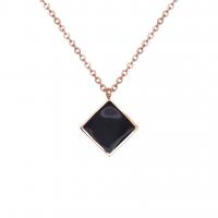 Stainless Steel Jewelry Necklace with Black Shell with 2inch extender chain Square rose gold color plated oval chain & for woman Sold Per Approx 15.7 Inch Strand
