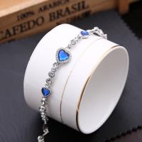 Zinc Alloy Bracelet with 2inch extender chain Heart silver color plated adjustable & for woman & with rhinestone nickel lead & cadmium free Sold Per Approx 6 Inch Strand