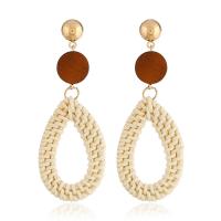 Zinc Alloy Drop Earring with Rattan & Wood plated & for woman Sold By Lot