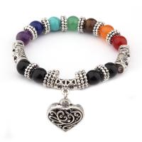 Gemstone Bracelet, with Tibetan Style, plated, for woman, more colors for choice, Sold Per Approx 7.4 Inch Strand