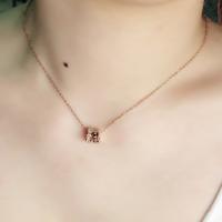Stainless Steel Jewelry Necklace, with 2inch extender chain, rose gold color plated, oval chain & for woman & with rhinestone, Sold Per Approx 15.7 Inch Strand