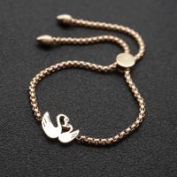Stainless Steel Jewelry Bracelet, Swan, plated, box chain & for woman & with rhinestone, more colors for choice, Sold Per Approx 7.4 Inch Strand