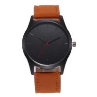 Men Wrist Watch, PU Leather, with Glass & Stainless Steel, Flat Round, for man, more colors for choice, 46x25x11mm, Length:Approx 10.5 Inch, 2PCs/Lot, Sold By Lot