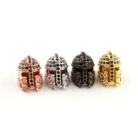 Cubic Zirconia Micro Pave Brass Beads, Helmet, plated, micro pave cubic zirconia, more colors for choice, nickel, lead & cadmium free, 10x15x11mm, Hole:Approx 1mm, Sold By PC