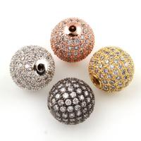 Kubni cirkonij Micro Pave Brass perle, Mesing, Krug, pozlaćen, različite veličine za izbor & micro utrti kubni cirkonij, više boja za izbor, nikal, olovo i kadmij besplatno, Rupa:Približno 1.2mm, Prodano By PC
