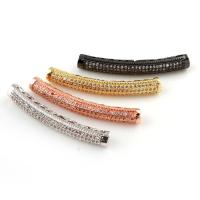 Brass Curved Tube Beads, plated, micro pave cubic zirconia, more colors for choice, nickel, lead & cadmium free, 5x40mm, Hole:Approx 2mm, Sold By PC