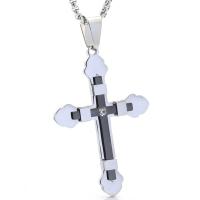 Titanium Steel Pendants, Cross, plated, with rhinestone, more colors for choice, 37x57mm, Hole:Approx 3-4mm, Sold By PC