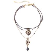 Tibetan Style Choker Necklace, with PU Leather, with 8cm extender chain, plated, for woman & with rhinestone, lead & cadmium free, Sold Per Approx 11.8 Inch Strand