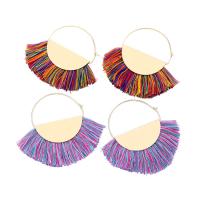 Zinc Alloy Tassel Earring with Nylon Cord gold color plated for woman lead & cadmium free Sold By Pair