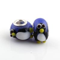 Lampwork European Bead with Brass Drum platinum color plated brass single core without troll & bumpy Approx 5mm Sold By Bag