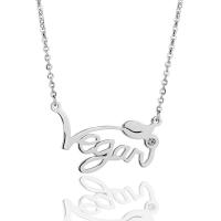Stainless Steel Jewelry Necklace Alphabet Letter plated oval chain & for woman & with rhinestone Sold Per Approx 19.68 Inch Strand