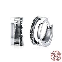 Thailand Sterling Silver Huggie Hoop Earring micro pave cubic zirconia & for woman Sold By Pair