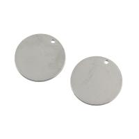 Stainless Steel Pendants, Flat Round, original color, 20x1mm, Hole:Approx 1mm, 100PCs/Bag, Sold By Bag