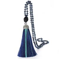 cristal collier de chandail, avec Agate & alliage de zinc, Plaqué de couleur d'argent, pour femme, plus de couleurs à choisir, 125mm, Vendu par Environ 31.4 pouce brin
