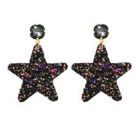 Zinc Alloy Drop Earring with Plastic Sequin Star gold color plated for woman & with cubic zirconia Sold By Pair