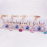 Zinc Alloy Key Chain with Crystal & Resin Eye gold color plated with rhinestone Sold By PC