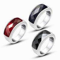 Titanium Steel Finger Ring with Glass Unisex & faceted Sold By PC
