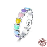 Thailand Sterling Silver Finger Ring, Heart, different size for choice & for woman & enamel, 4mm, Sold By PC