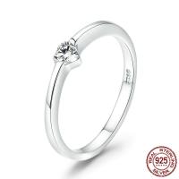 925 Sterling Silver Finger Rings platinum plated & for woman & with cubic zirconia 2mm Sold By PC