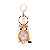 Tibetan Style Key Chain, Owl, gold color plated, enamel & with rhinestone, more colors for choice, 50x140mm, 5PCs/PC, Sold By PC