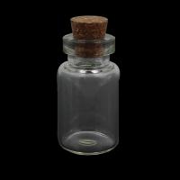 Smykker Perler Container, Glas, med Træ, gennemskinnelige, 16x31mm, Indvendig diameter:Ca. 7mm, 588pc'er/Lot, Solgt af Lot