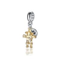 European Style Zinc Alloy Dangle Beads Strawman plated without troll & with rhinestone lead & cadmium free 10-30mm Approx 4-4.5mm Sold By Bag