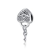 European Style Zinc Alloy Dangle Beads Heart antique silver color plated without troll lead & cadmium free 10-30mm Approx 4-4.5mm Sold By Bag
