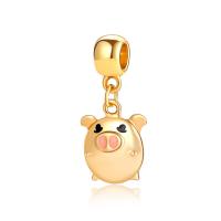 European Style Zinc Alloy Dangle Beads Pig gold color plated without troll & enamel lead & cadmium free 10-30mm Approx 4-4.5mm Sold By Bag