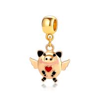 European Style Zinc Alloy Dangle Beads Pig gold color plated without troll & enamel lead & cadmium free 10-30mm Approx 4-4.5mm Sold By Bag
