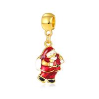 European Style Zinc Alloy Dangle Beads Santa Claus gold color plated without troll & enamel lead & cadmium free 10-30mm Approx 4-4.5mm Sold By Bag