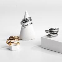 Titan Stål Öppen finger ring, Feather, plated, Unisex & justerbar & olika storlek för val, fler färger för val, 5mm, Säljs av PC
